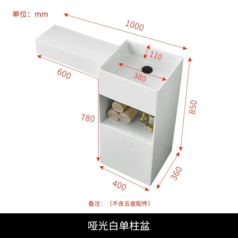 Lavatório de pedra artificial Cline integrado de chão creme vento