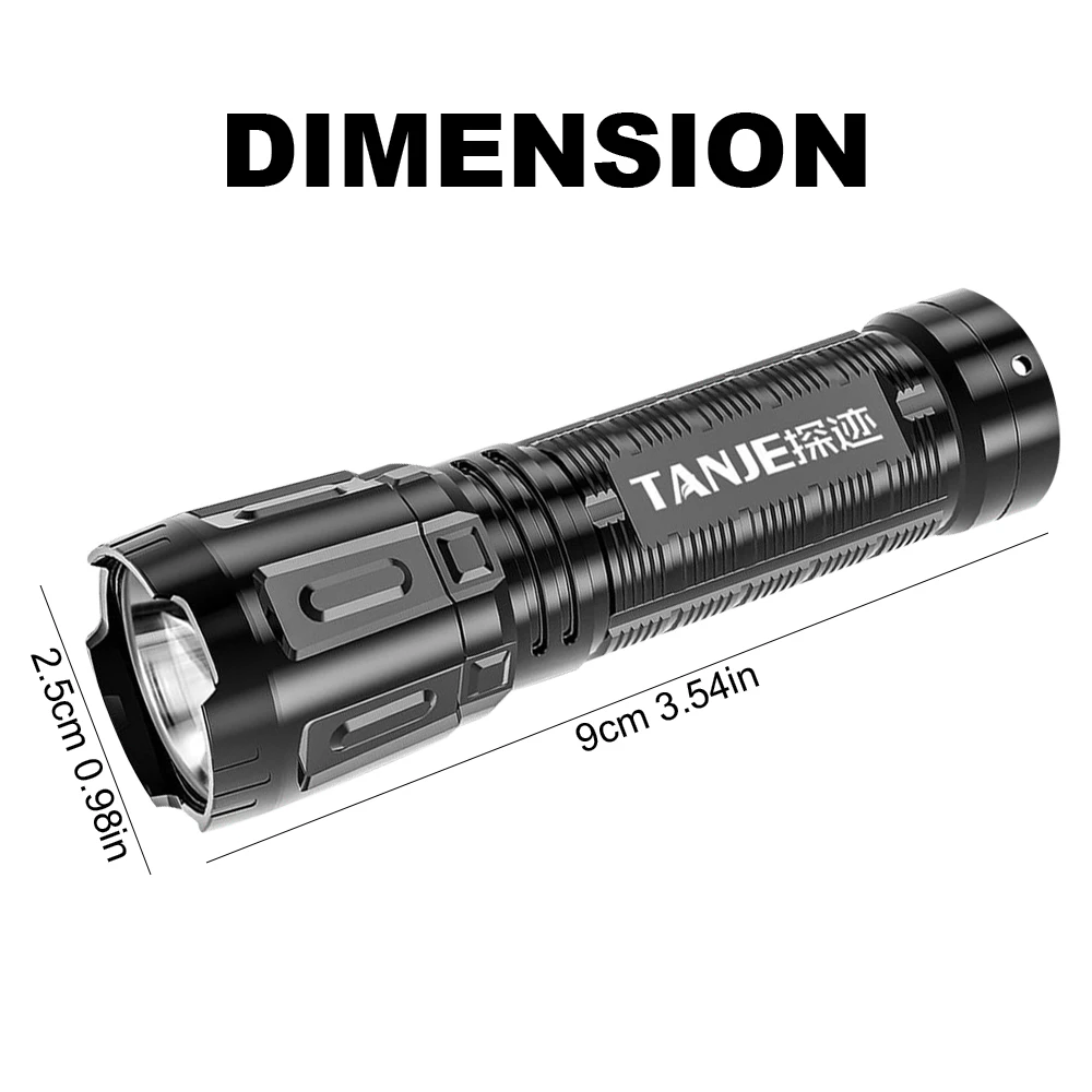 Strong Bright Mini LED Flashlight USB Rechargeable Built Battery Outdoor Multi-function Long-range Tactical Camping Flashlight