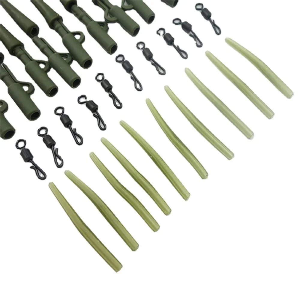 40Pcs Carp Fishing Accessories Lead Clip Quick Change Snap Swivel Tail Anti Tangle Sleeves Carp Rig Coarse Fishing Tackle Pesca
