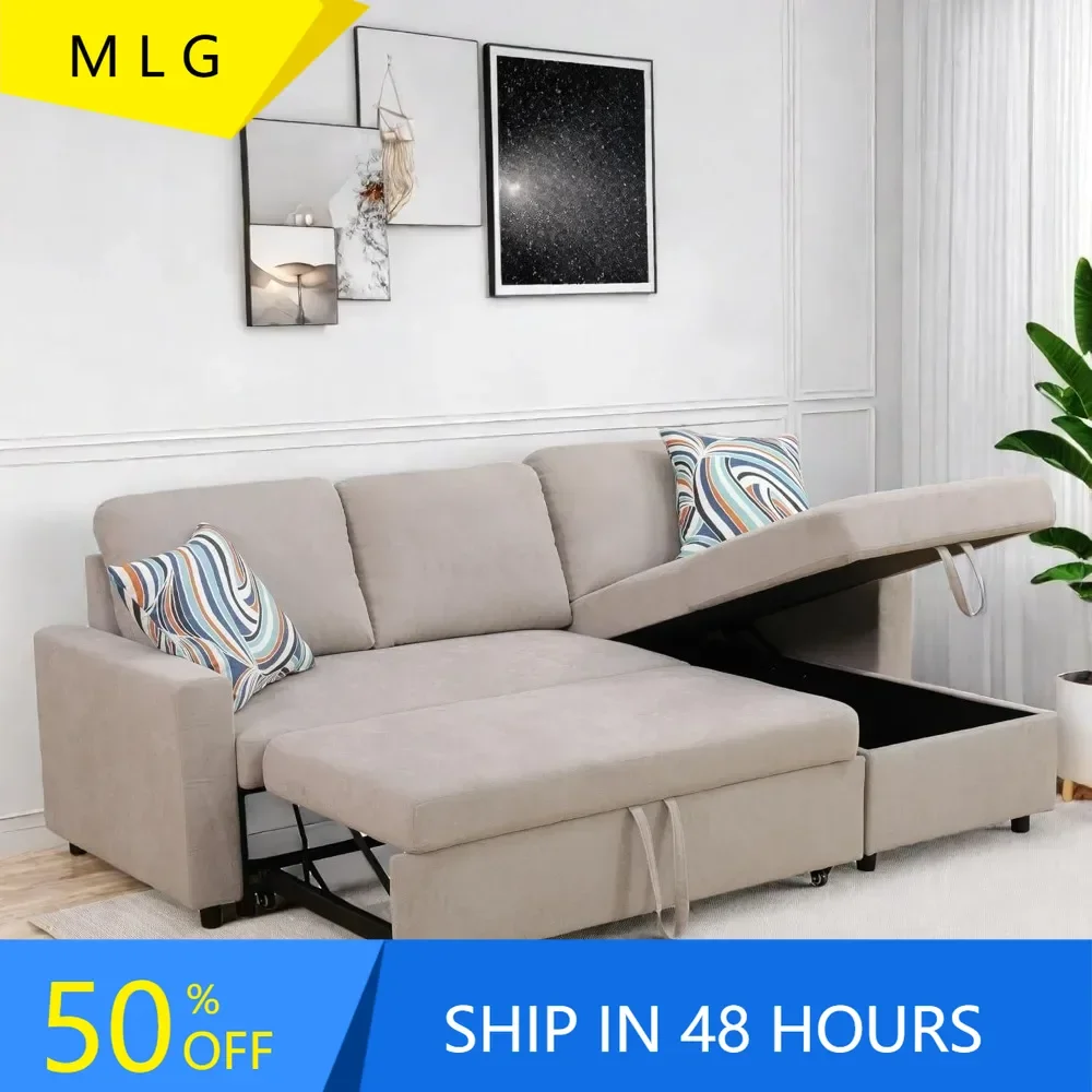 

Sectional Sofa Bed,L Shaped Sleeper Sofa with Storage, Multinational Tufted Pull Out Couch Sectional Couches for Living Room