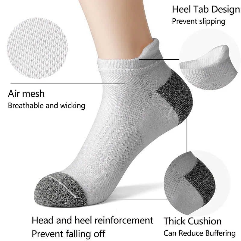 6/12 Pairs New High Quality Fashion Men Women Cotton Short Socks Sports Solid Color Cycling Breathable Mesh Running Thick Socks