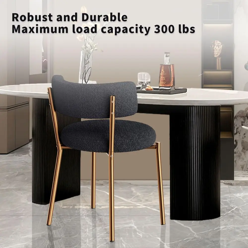 طقم كراسي طعام شيربا منجدة حديثة مكونة من 4 قطع من منتصف القرن مع ظهر منحني وأرجل معدنية #5