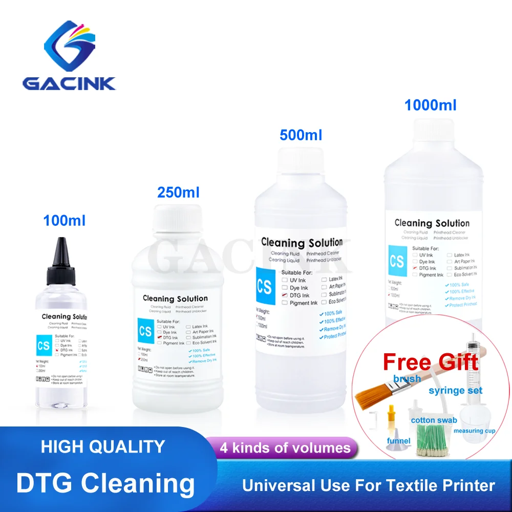 4 Capacitie DTG Ink Cleaning Solution Cleaner Liquid Universal For Textile Ink Printhead For Epson/HP/Canon/Brother Printer