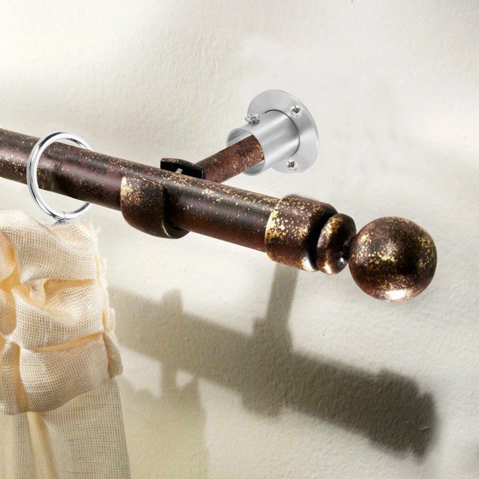 

6Pcs Stainless Steel High-Foot Flange Base Robust Support Easy Installation Closet Rod Holders Shower Curtain Pole Socket Fixed