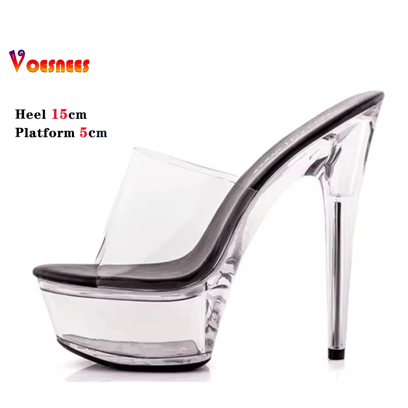 Scarpa per Party Club Stripper Heels scarpe da donna Platform tacchi alti sandali Clear Sexy Pole Dance 15cm High Plus Size pantofole