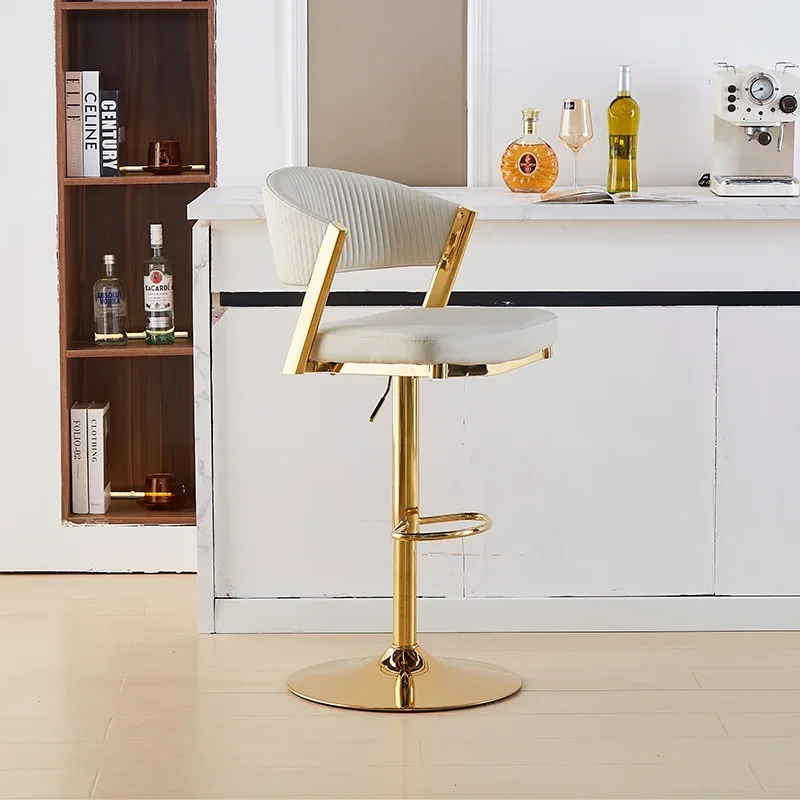 Modern Iron Bar Chair Light Luxury Back Stool Front Desk Cashier Chair Nordic Swivel Bar Seat Contemporary Cafe Chair