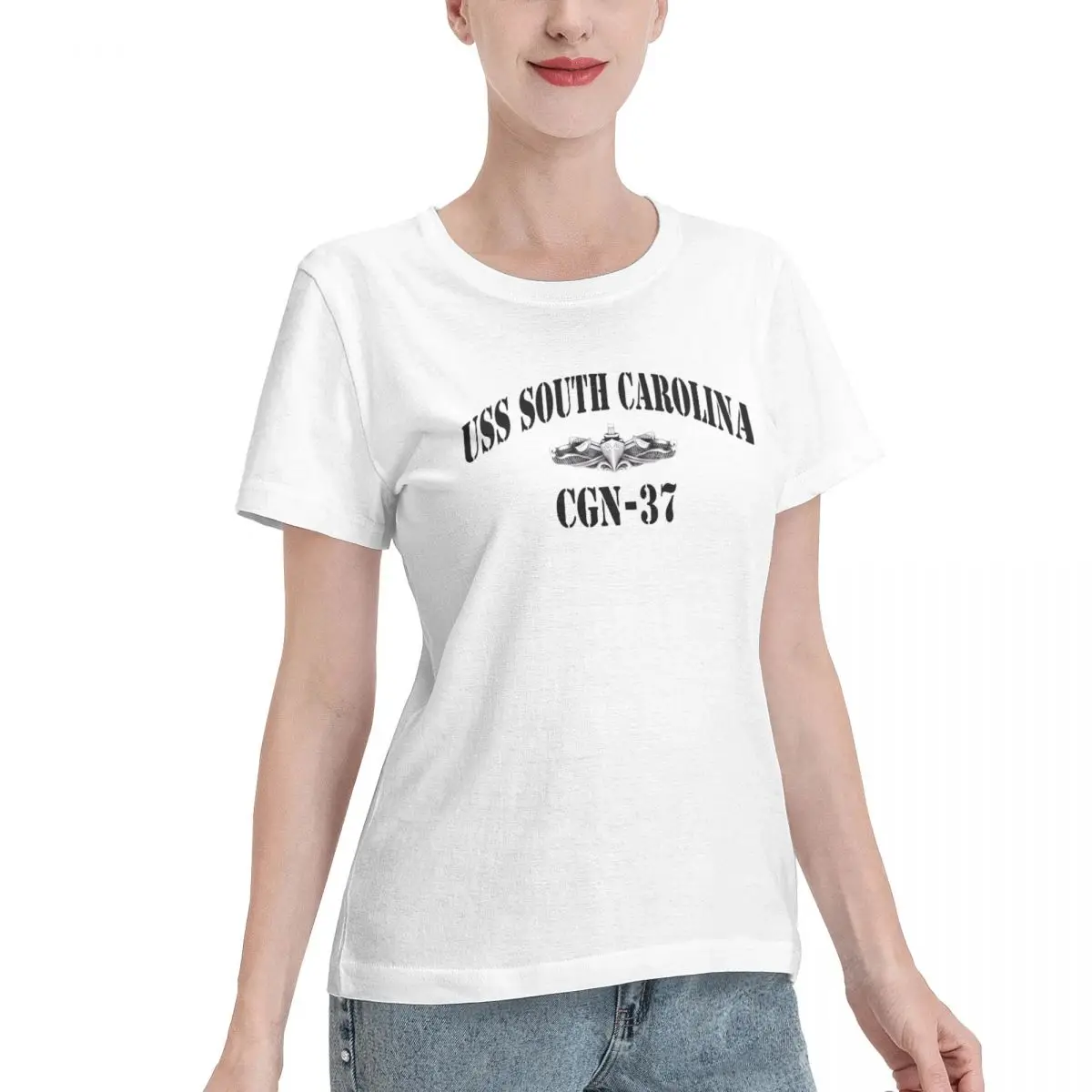 Fast Shipping USS SOUTH CAROLINA (CGN-37) SHIP S STORE Women's T-shirt Sporty Breathable Cotton Tee