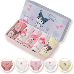 5 Pcs/Box Cotton Panties For Girls Cute Cartoon Character Kuromi Melody Girls Briefs Children Underwear Breathable Kids Knickers