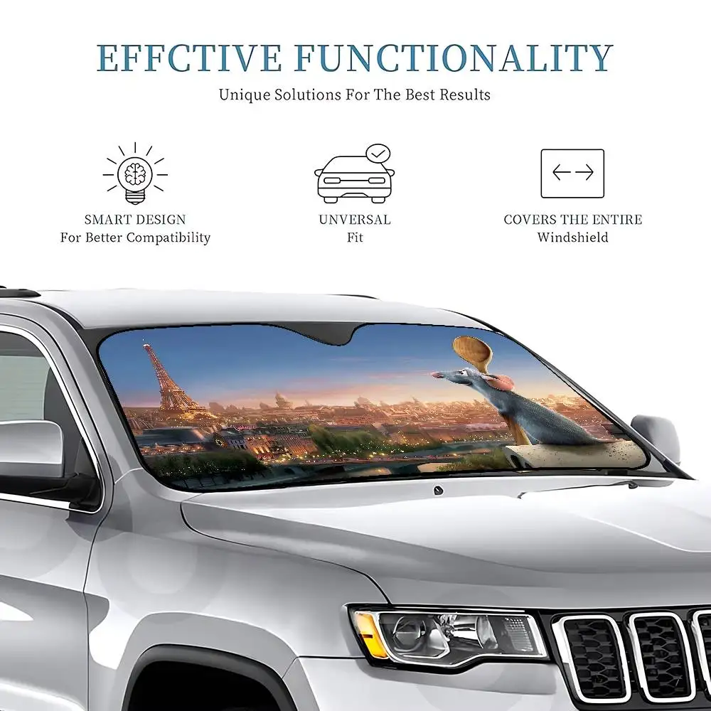 R-Ratatouille Cartoon Car Sunshade Covers Cover Universal Windscreen Folding Visor - view 6