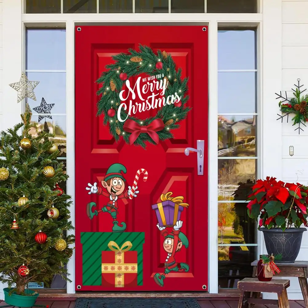 Indoor/outdoor Christmas Decor Santa Claus Door Decoration Festive Santa Claus Door Cover Vibrant Holiday Wall for Christmas