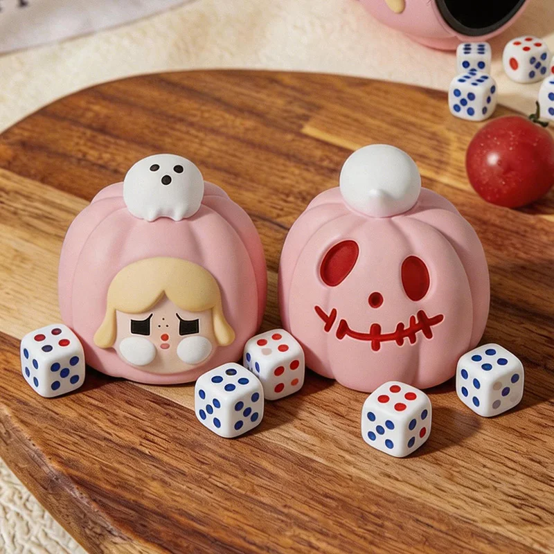 Pink Pumpkin Dice Cup with Dices Double Sided Face Halloween Ghost Girl Storage Jar Desktop Ornament Bar Game Prop Decor Gift