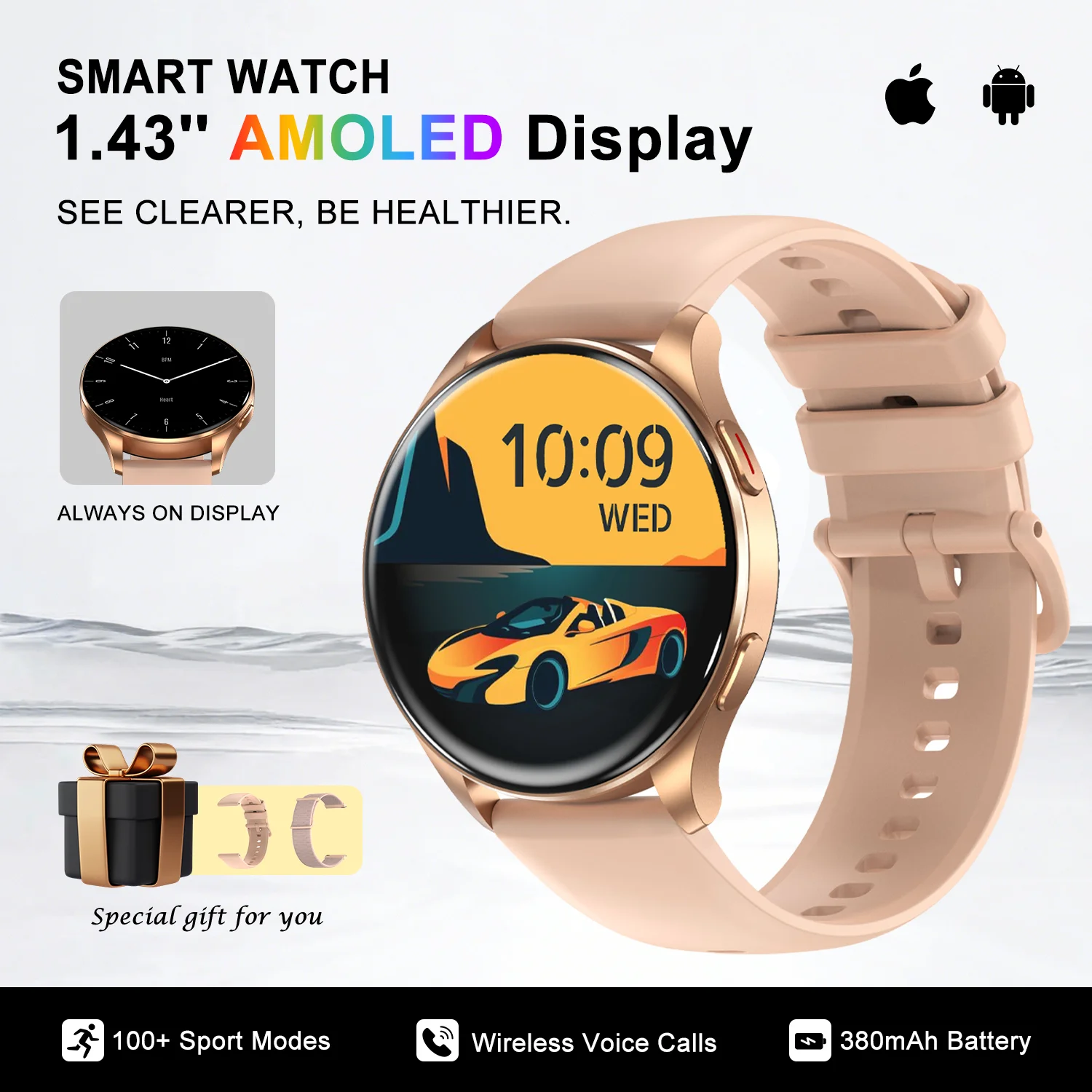 Blackview X20 Smart Watch with Health Monitoring Fitness Tracking 1.43” HD AMOLED Screen Bluetooth Watches for Men Women Gifts