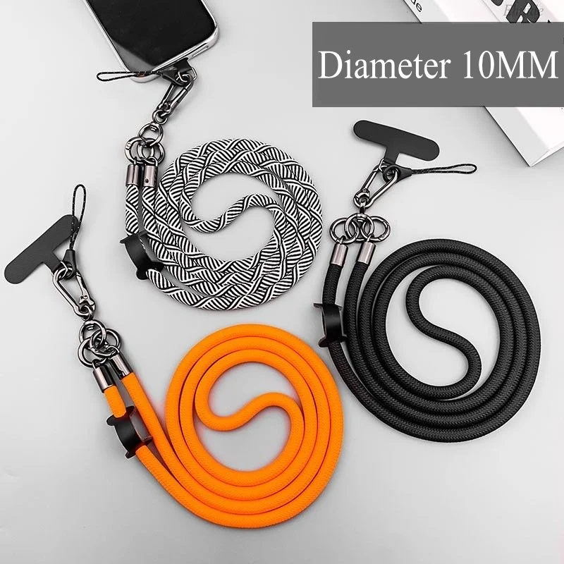 120CM Universal Crossbody Lanyard Strap Chain Mobile Case For iPhone 16 Samsung S25 Sports Climbing Trip Color Nylon Cord Rope