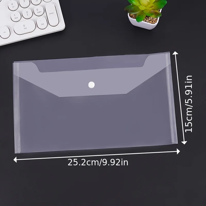 33Pcs Thickened Passport And ID Document Holder, Simple Receipt Organizer, Transparent Snap Button Bag, Stationery Sorting Bag