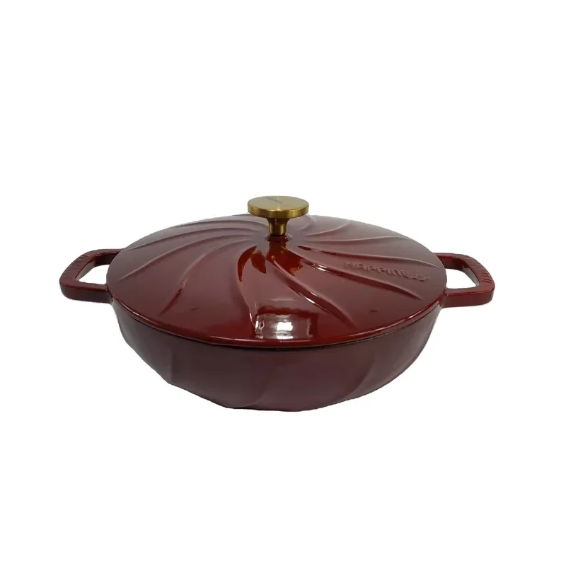 Cast Iron Enamel Casserole Plate Durable Non Stick Cookware for Stovetop and Oven Use Healthy Cooking Pot with Lid