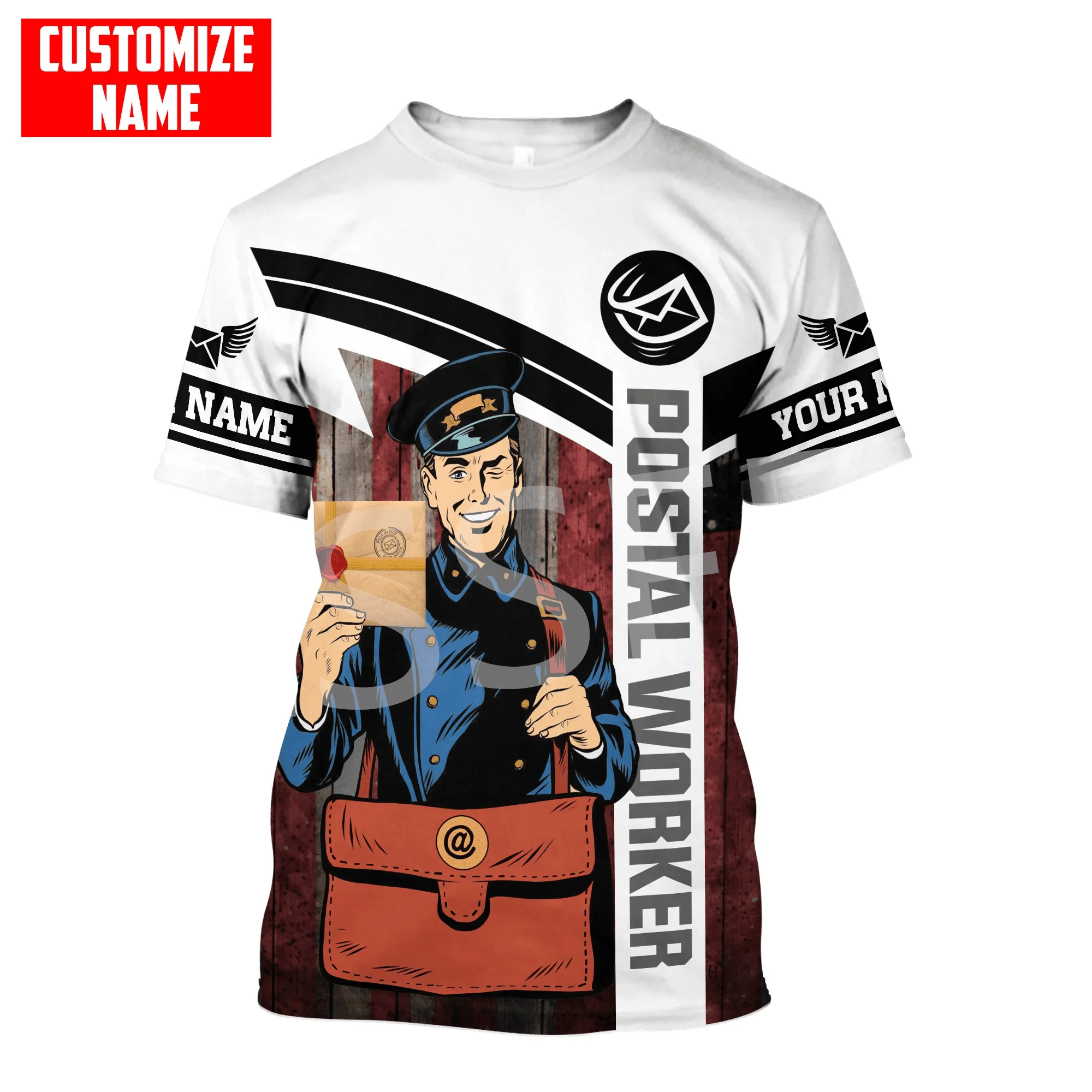 

NewFashion Custom Name Cosplay Postal Worker Retro Vintage Shirts 3DPrint Summer Harajuku Casual Vintage T-Shirt Short Sleeves A