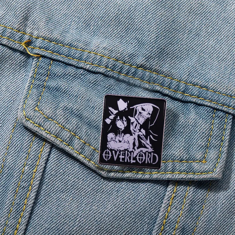 Overlord Albedo and Ainz Enamel Pin Funny Anime Movie Brooch Badge Otaku Gift