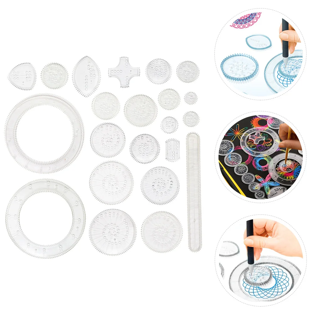 

1Set Curve Ruler Drawing Kit Transparent Durable Plastic Creative Interlocking Gear Drawing Tool for Students Designers