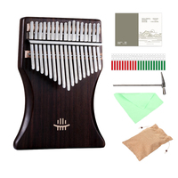 Hluru 17 Key Rosewood Board Kalimba Solid Wood Thumb Piano Finger Piano Flatboard Mbira for Beginners