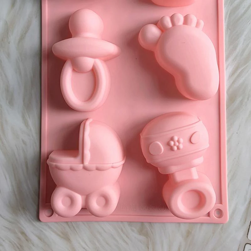 DIY Chocolate Candy Soap Candle Mold Cute Pacifier Baby Stroller Small Foot Shape Silicone Mold Cake Jelly Party Supplies