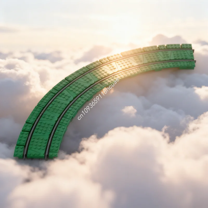 176pcs MOC Train Curve Track Ballast Degrees Green Model Building Blocks Construction Toy Festival Gifts Idea Education