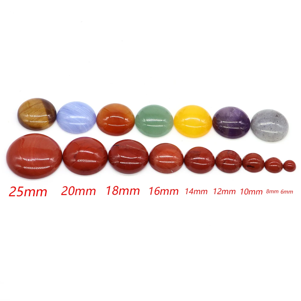 5pcs/Lot Natural Stone Cabochon Round Gemstone Beads DIY Crystal Healing Ring Necklace Jewelry Making 6 8 10 12 14 16 18 20 25mm view 6