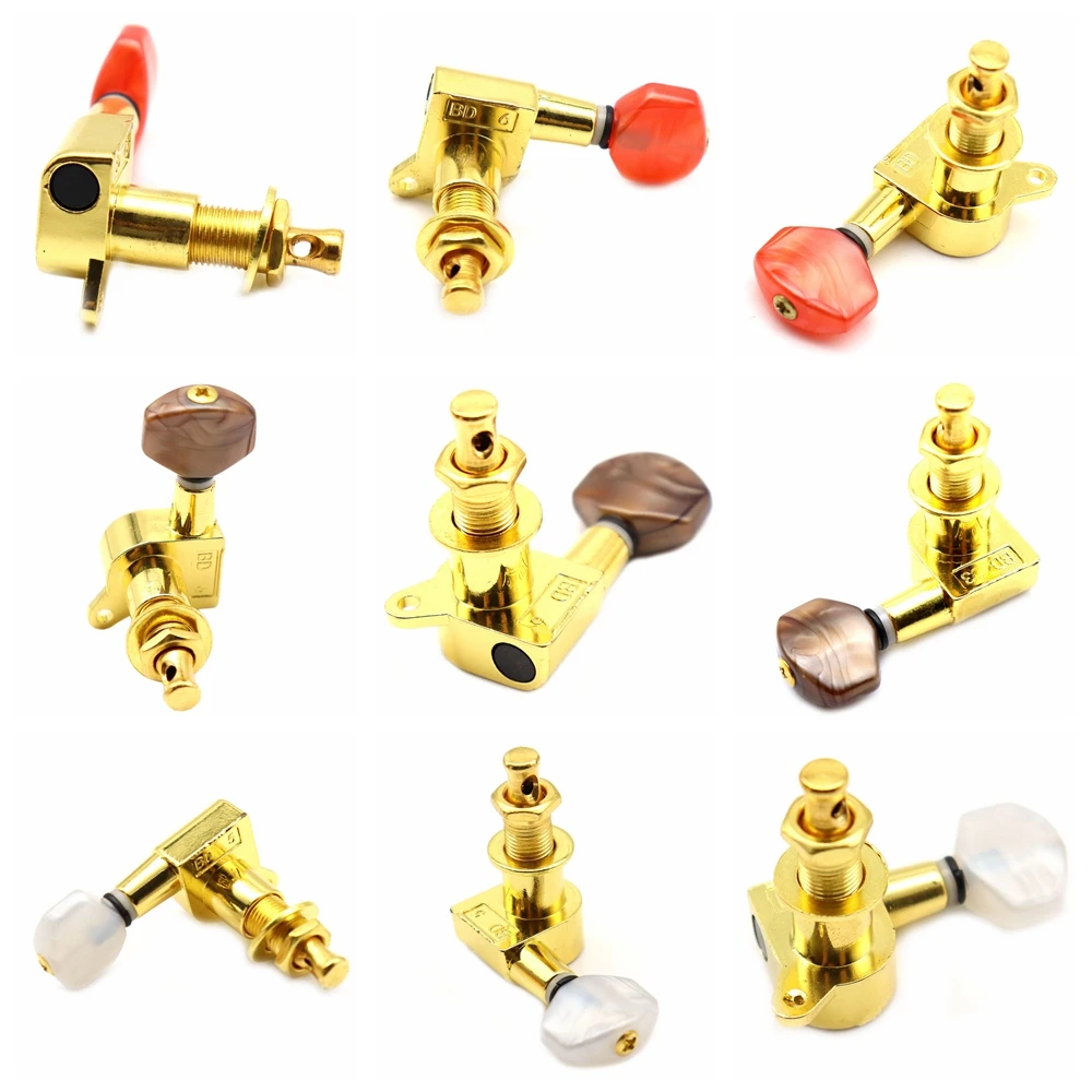 6 pz/set 3 l3r/6L/6R piccola maniglia quadrata pulsante chitarra acustica Tuning pioli String Tuning Machine Head 3 colori