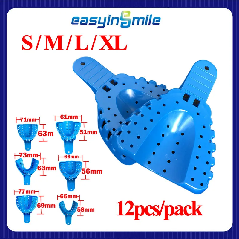 

12Pcs Plastic Disposable Plastic Dental Impression Trays Adult And Children Upper Lower S/M/L/XL Oral Care Tools