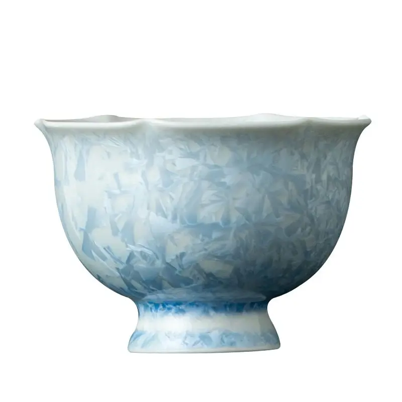 

Master Song Pusu Yangye's Crystal Glaze Design Master Tea Tasting Floral Rim High-Footed Cup Personal Use Gift Box Set