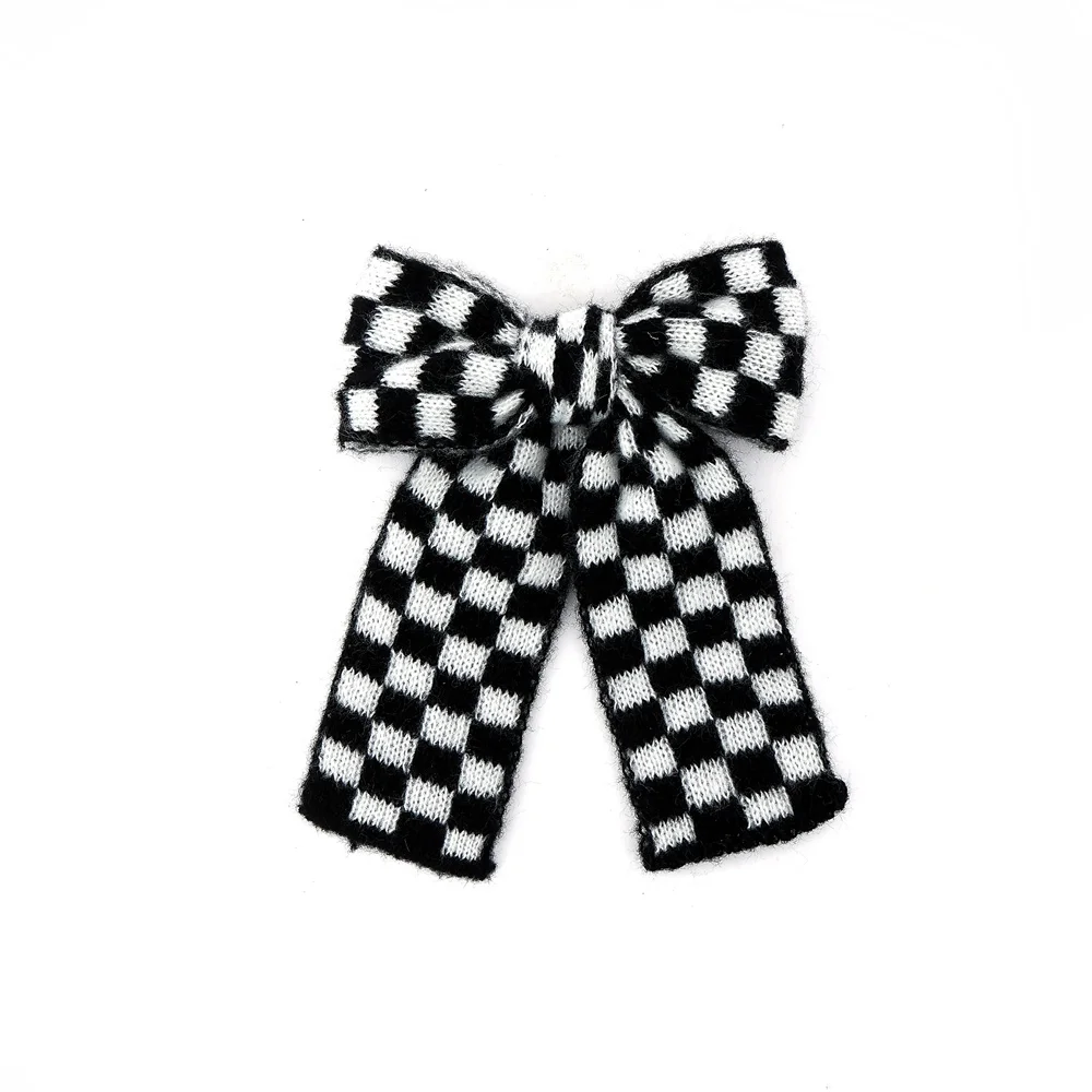 001N Checkered yarn tape Hair Bows Cute Hairpins Girls duckbilled  Hair Clips Barrettes  Clip Kids Headwear Fashion Hair Accesso