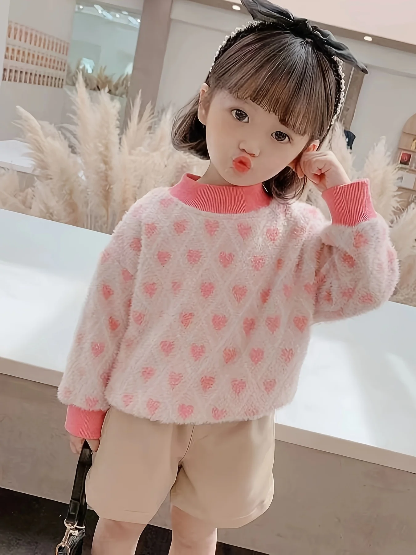 Girls' Sweaters New Autumn and Winter Clothing Kidsren's Pullover Knitwears Baby Girls Thickeneded Autumn and Winter Imitation Mink Velvet
