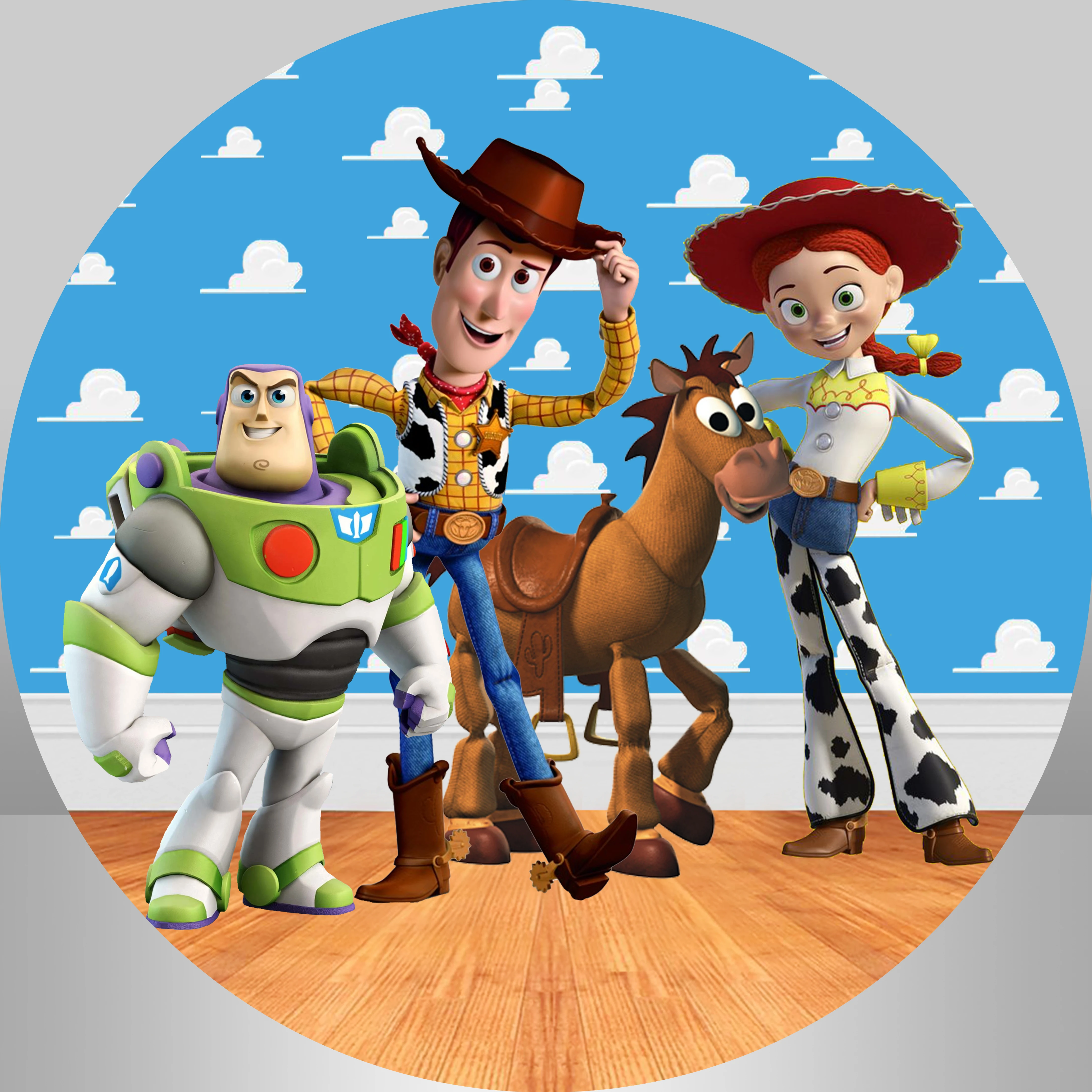 Round Circle Backdrop Cartoon Toy Story Background for Photography Cake Table Banner Photo Studio Kids Birthday Backdrops