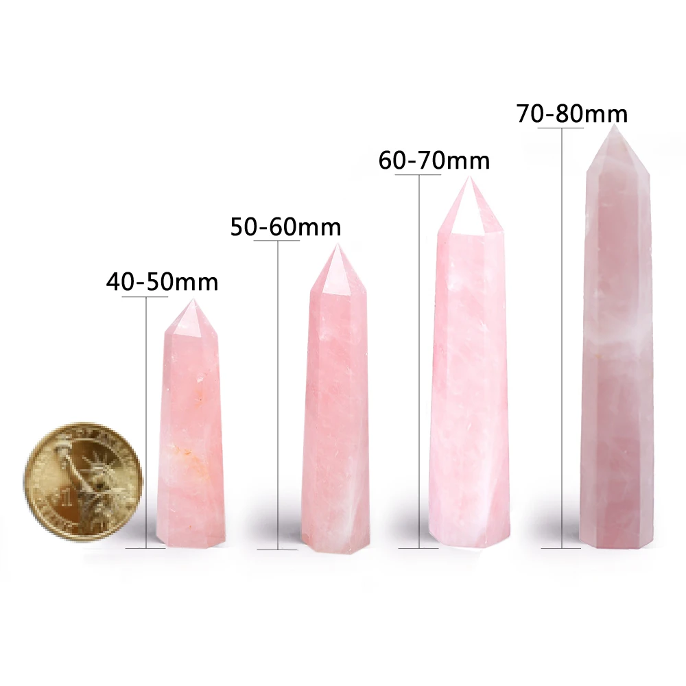 Natural Rose Quartz Point – Pink Crystal Craft for Spiritual Enhancement Good Luck Room Decoration