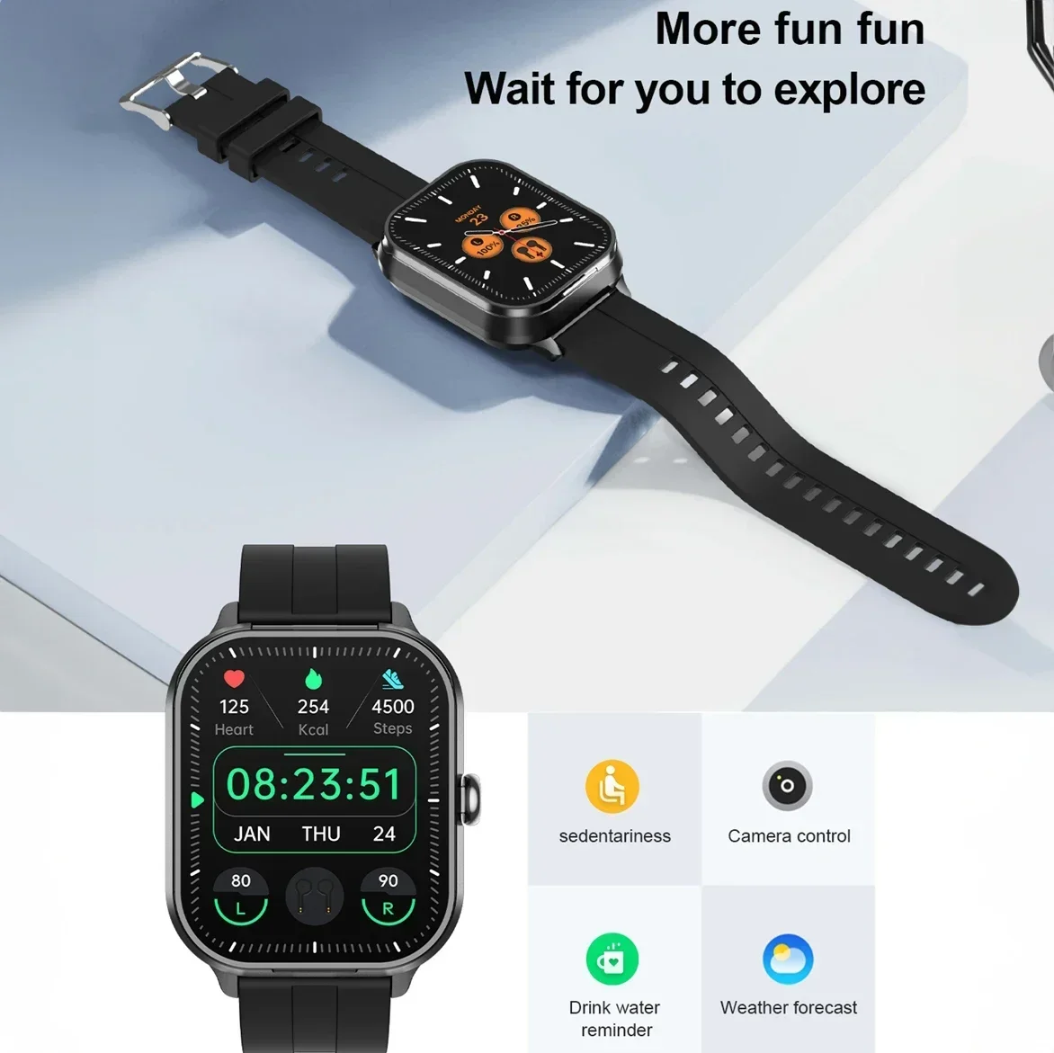 Смарт-часы 2-в-1 2025 с наушниками Мужские 2-дюймовые NFC Make Call Multi Sport Упражнения для смартфонов Iphone Android