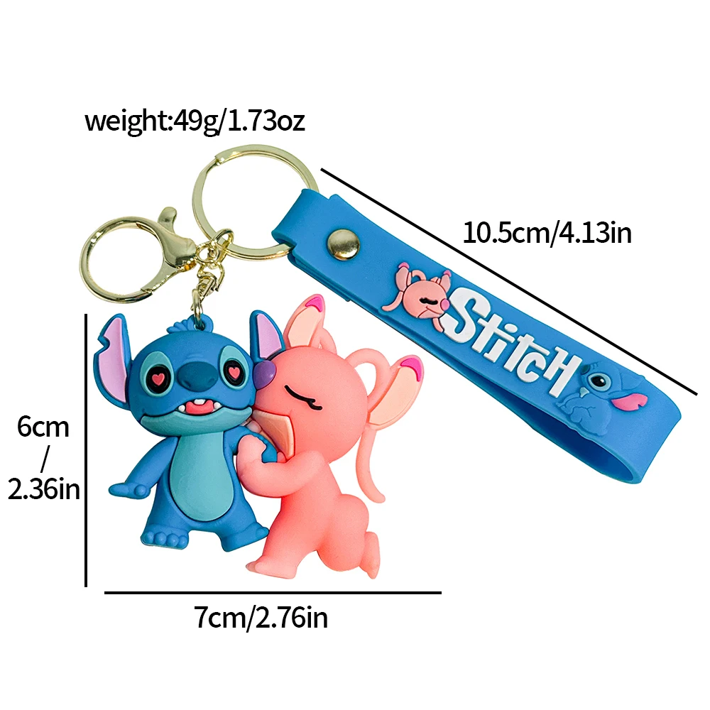 6PCS Lilo & Stitch Toys Keychian Anime Stitch Hanger Sleutelhanger Zoete Roze Engel Keychians Vrouwen Auto Sleutelhanger Meisje Verjaardagscadeau