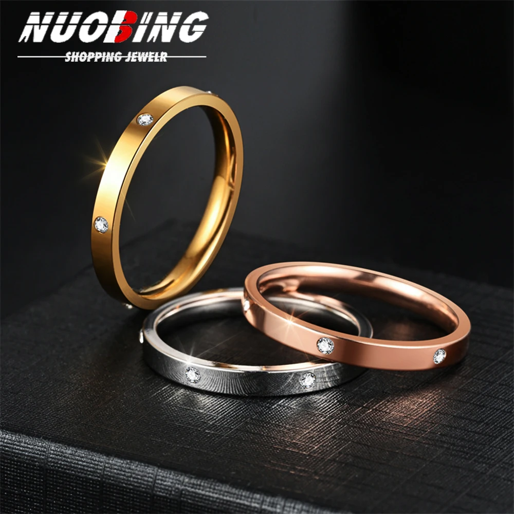 

Aesthetic Elegant Dainty Stainless Steel Crystal Round Zirconia Women Wedding Engagement Rings Bridal High Quality Love Jewelry