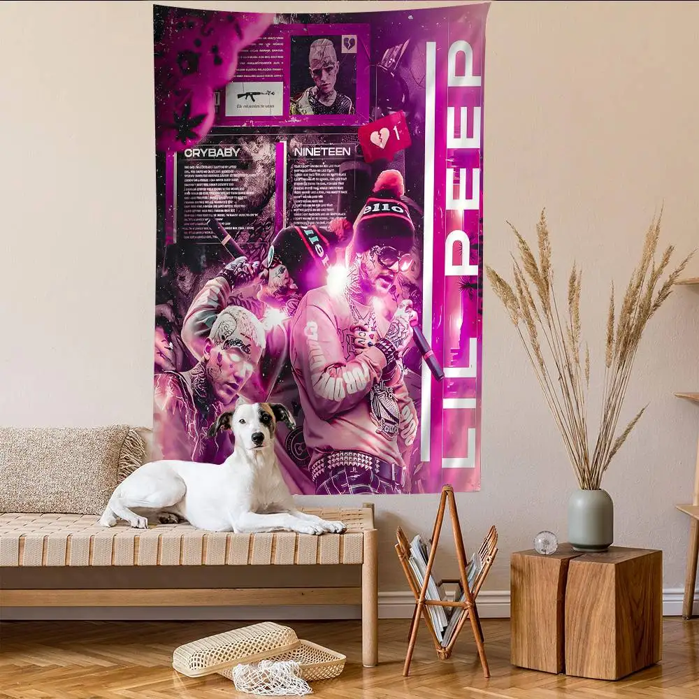 الهيب هوب مغني الراب ليل اللمحة مطبوعة كبيرة قماش مزخرف جداري الفن الخيال العلمي غرفة ديكور المنزل ديكور بطانية #4