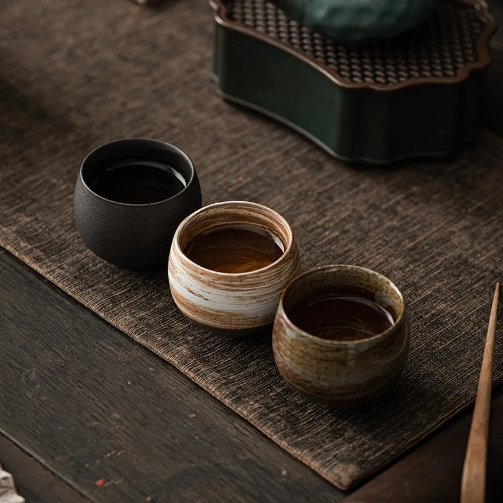 

Household Japanese Stoneware Tea Cup Ancient Style Retro Master Cup Handmade 80ml Coffee Mug Living Room