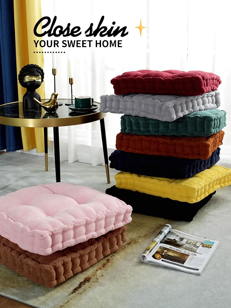 Thickened Velvet Chair Pad Pure Color Office Sitting Chair Student Stool Cushion Four Seasons Plush Square Shape Home Decor