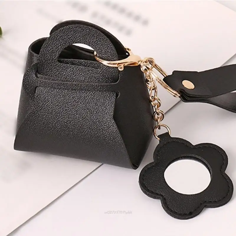 

X5XA Bag Keychain PU Leather Key Chain Small Storage Bag Leather Bag Charm Keychain