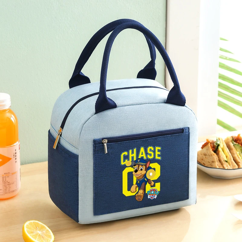 Paw Patrols Lunch Bag Blue Chase Print Portable Picnic Bento Pack Boys Cartoon Office Student Food Meal Handbag Birthday Gifts