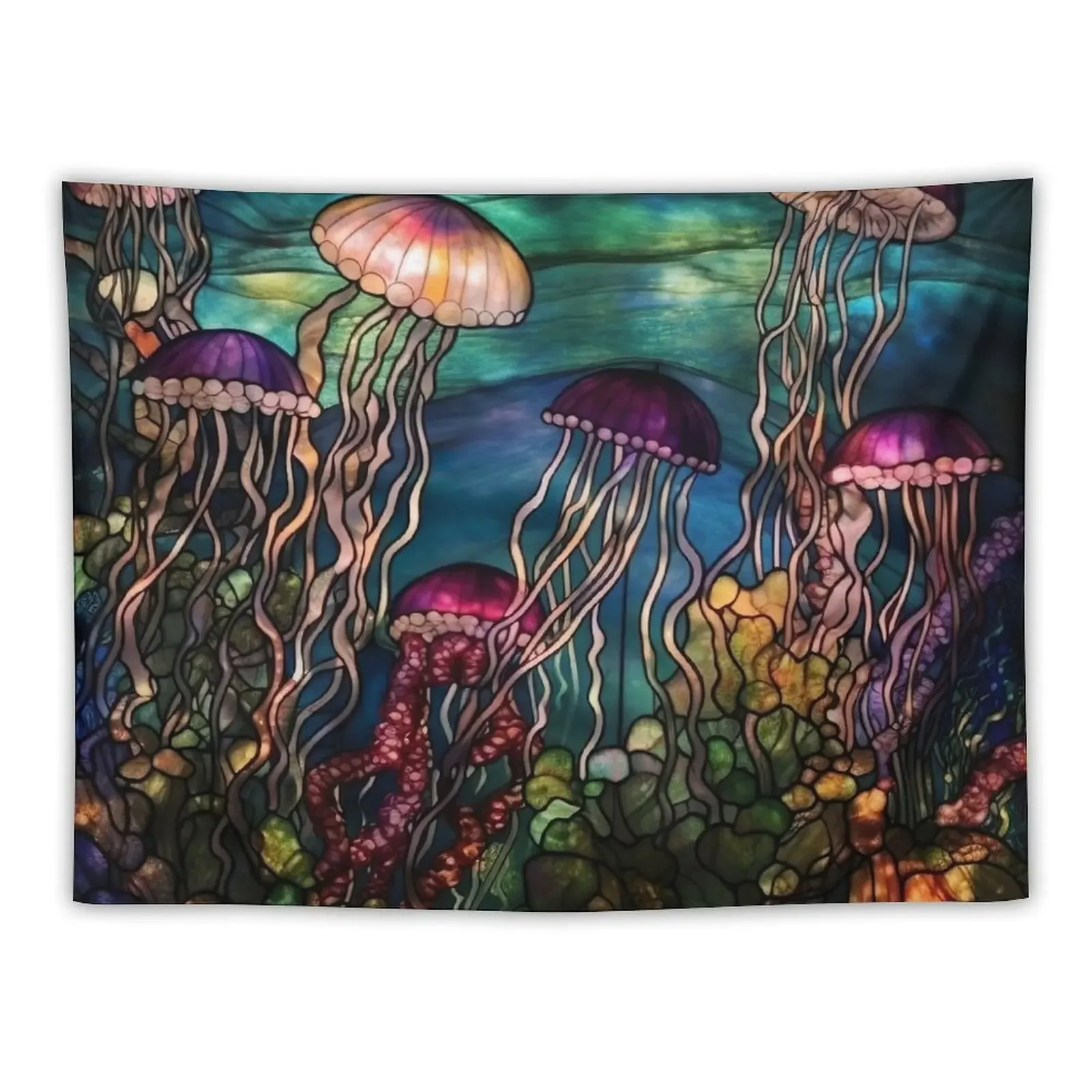 

Stained Glass Jellyfish Tapestry Home Decoration Accessories Wall Decoration Items Decoration For Rooms Tapestry