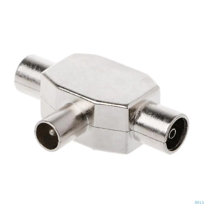 R91A 2 forma para T Splitter1x Male a 2 Metal Coaxial Coaxial Airial Adaptador