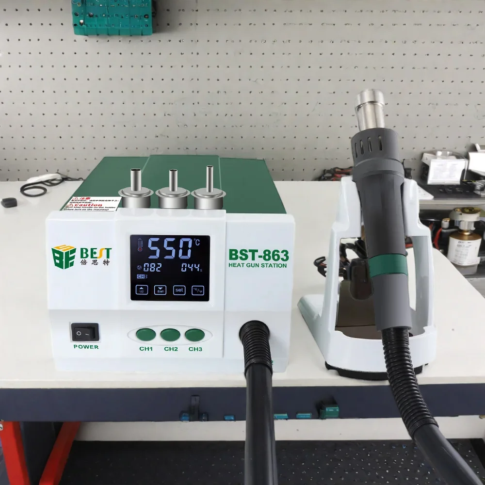 

Heat Gun Desoldering Station BST-863 Lead-Free Hot Air Gun LCD Touch Screen Constant Temperature SMD Rework Station Welding Tool