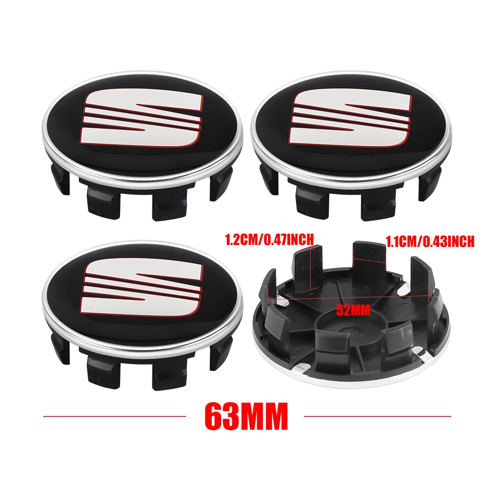 4 stuks 55/63MM wielnaafdoppen velgenafdekkingen badge auto-accessoires voor Seat Cupra Ateca Ibiza 6F Leon Mk2 FR E-Racer Formentor