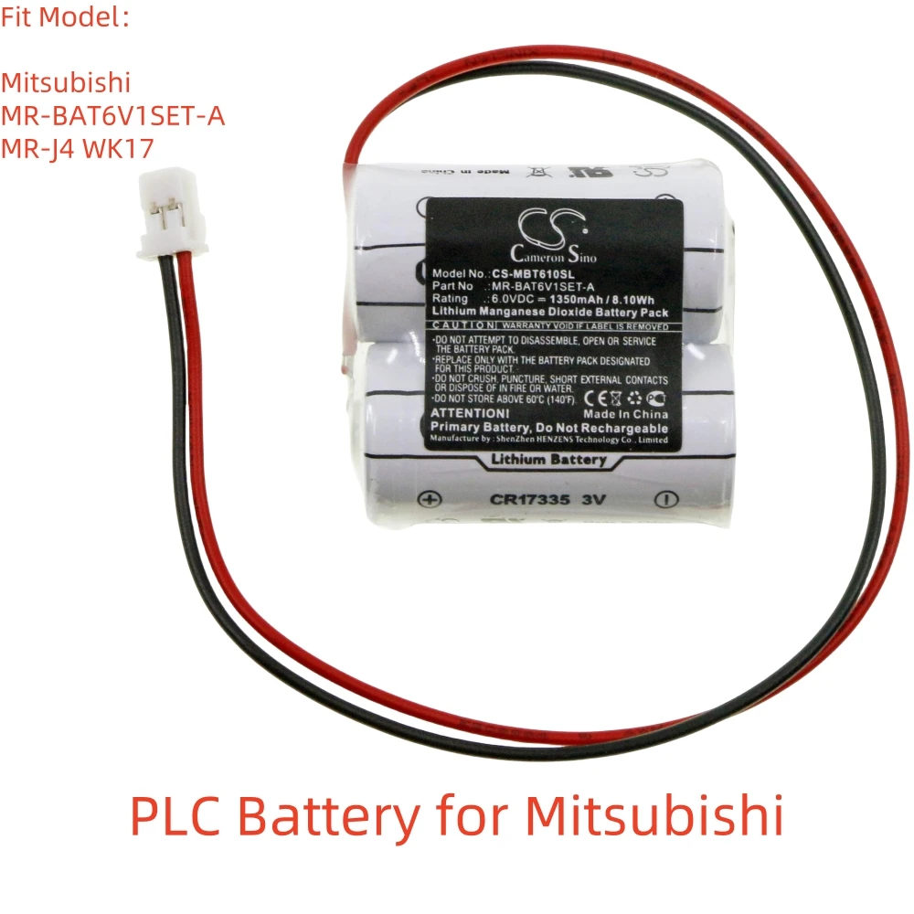 Li-MnO2 PLC Battery for Mitsubishi,6.0V,1350mAh,MR-BAT6V1SET-A MR-J4 WK17