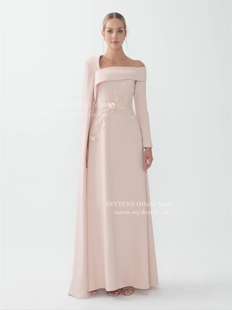 فساتين سهرة أنيقة باللون الوردي من SSYTENS مزينة بحفلات رسمية للنساء قبالة الكتف بدون أكمام فستان حفلات مخصص 2026