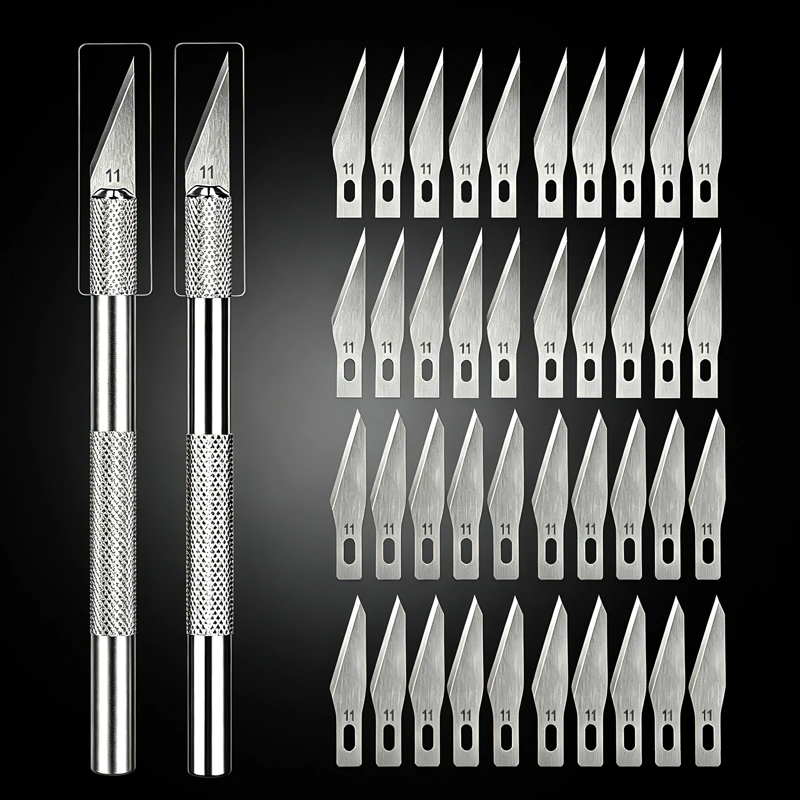 Engraving Non-Slip Metal Knife Kit + 20/5pcs #11 Blades Cutter Craft Knives for Mobile Phone PCB Repair Hand Tools