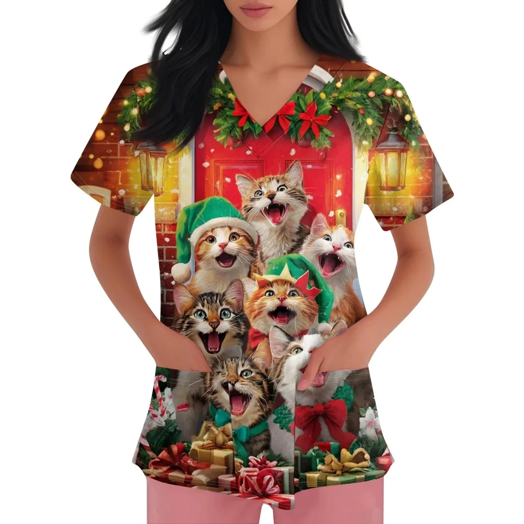 Nieuwe Mode 3D Happy Christmas Afdrukken Uniformen T-shirt Dames T-shirts Met Korte Mouwen Grappige Kerst Grafische Dameskleding Tees