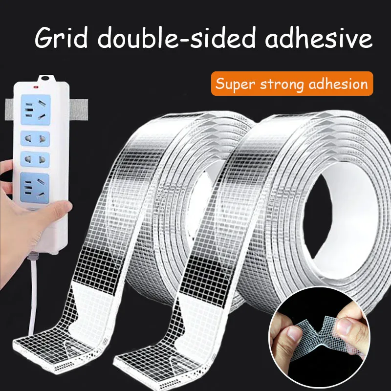 Grid Double-Sided Adhesive Transparent Nano Adhesive High Viscosity Strong Fixed Cloth Base Tape Easy Tear Waterproof Traceless